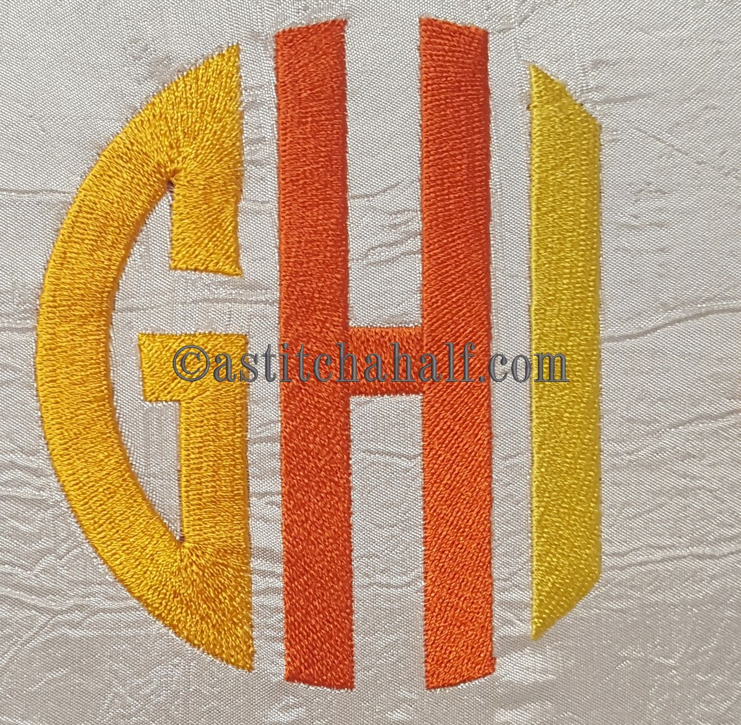 Circle Monogram Letters GHI - aStitch aHalf
