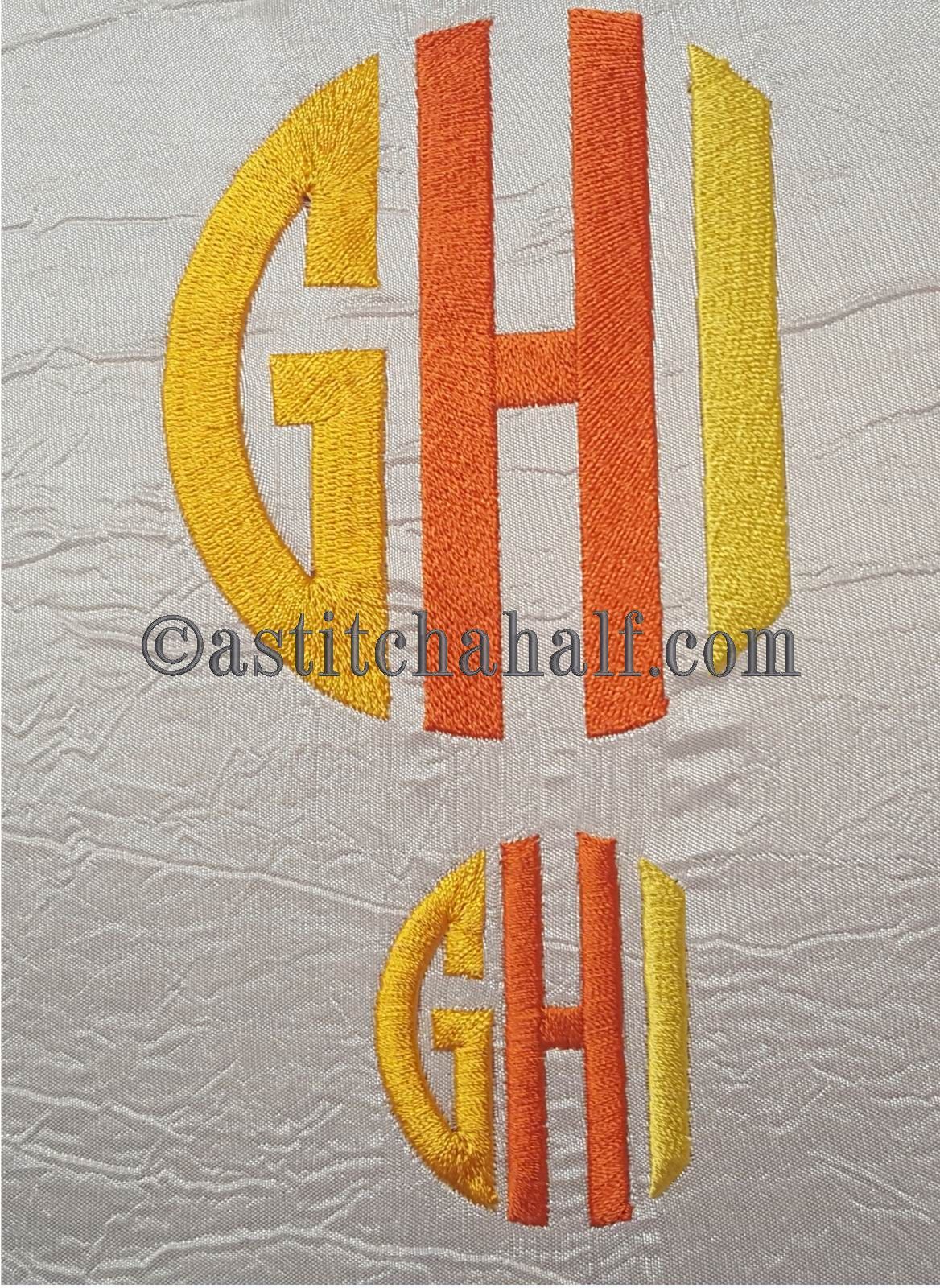 Circle Monogram Letters GHI - aStitch aHalf