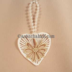 Little Freestanding Lace Motif Heart with Flower - aStitch aHalf