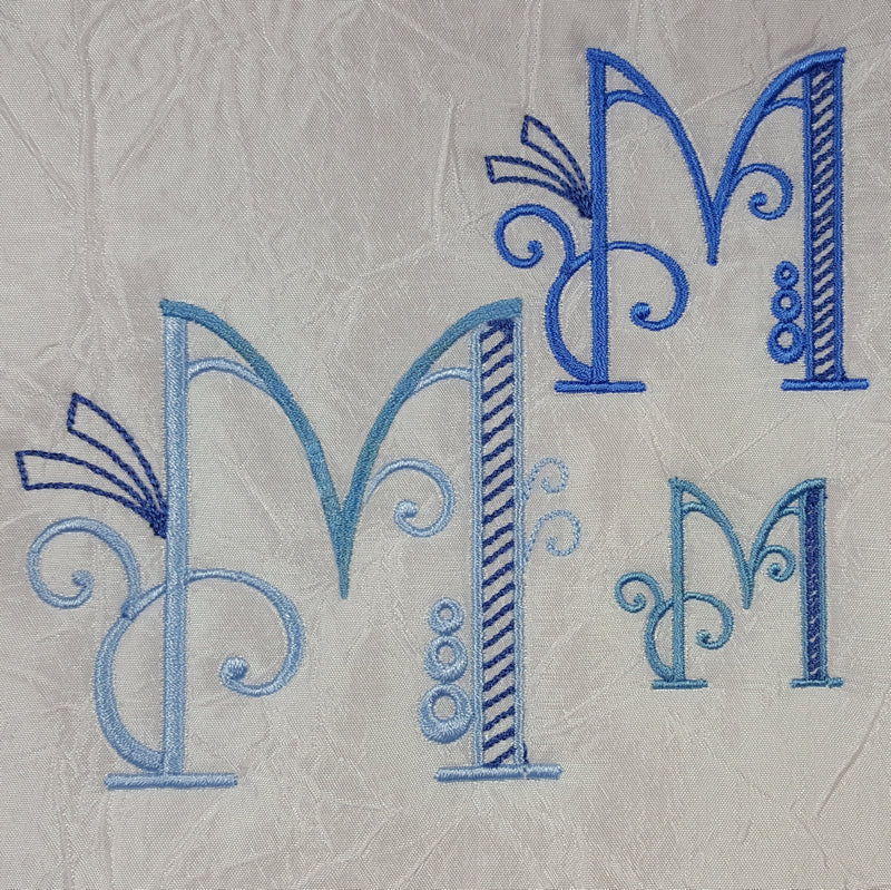 Stunning Swirls Monogram M - a-stitch-a-half