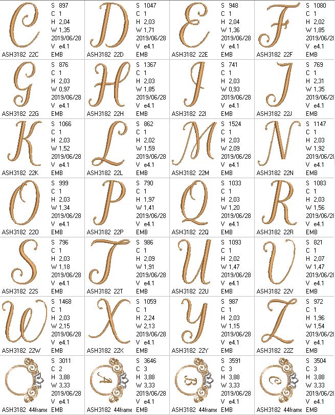 The Duchess Monogram Letters A through Z - a-stitch-a-half