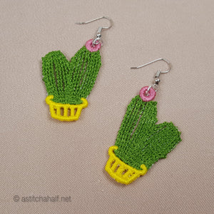 Cactus Freestanding Lace Earrings - a-stitch-a-half