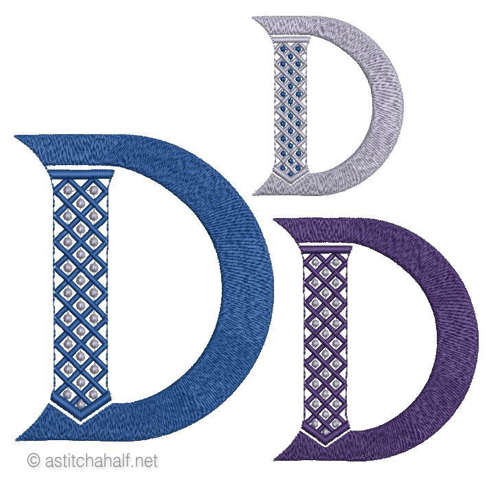 Tudor Monogram Letters D - a-stitch-a-half