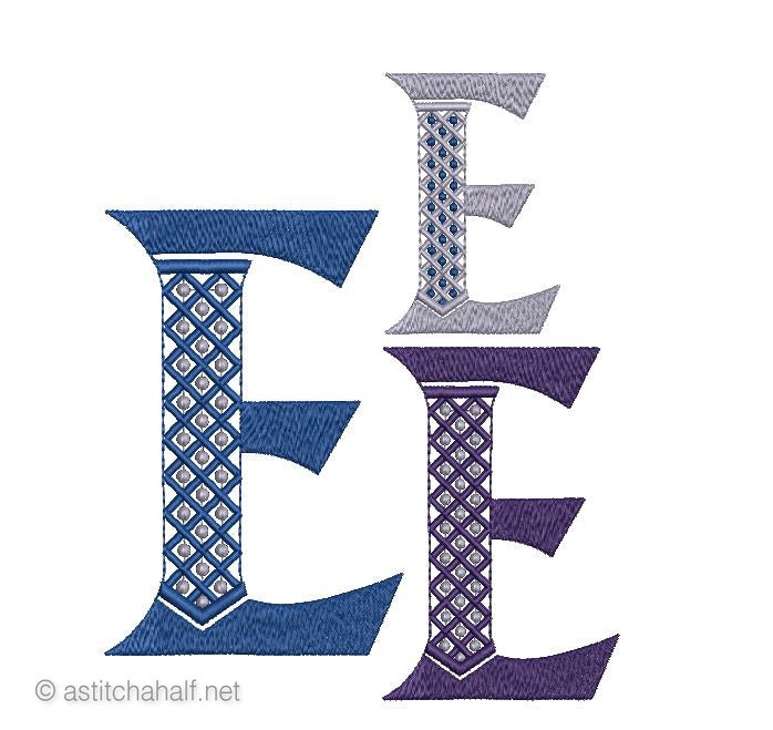 Tudor Monogram Letters E - a-stitch-a-half