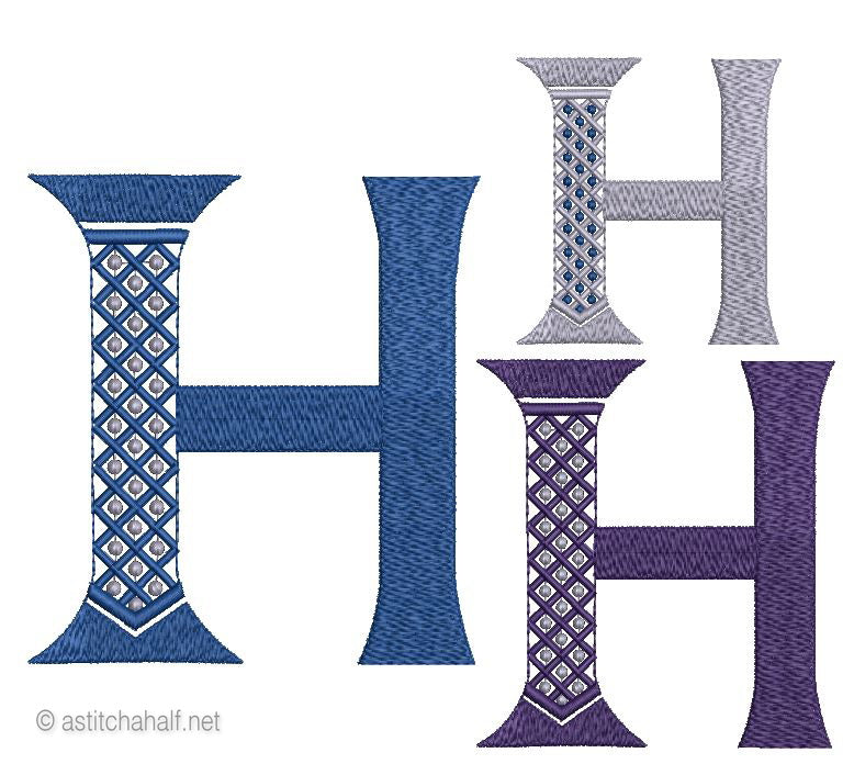 Tudor Monogram Letters H - a-stitch-a-half