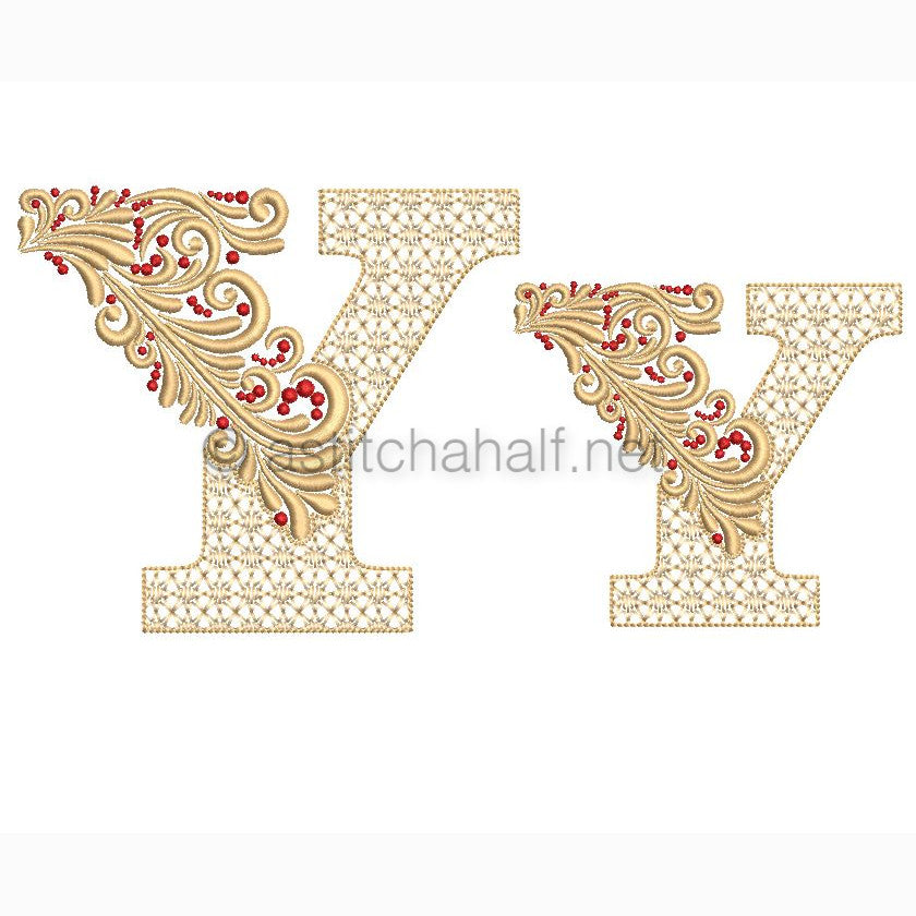 Fireside Monogram Letter Y - aStitch aHalf
