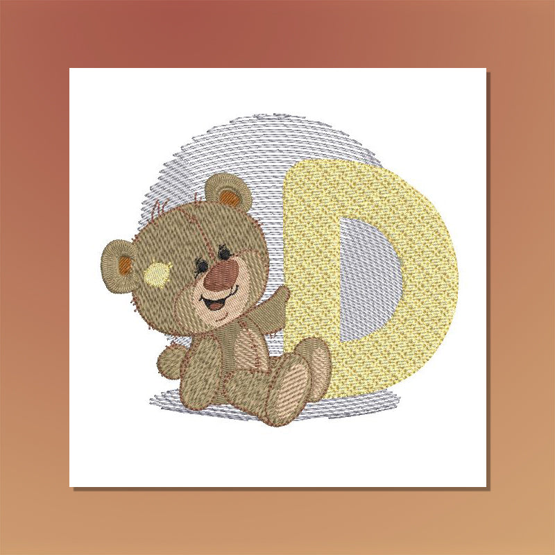 Dimples Bear Monogram D