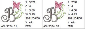 Butterfly Prelude Monogram Letter B - aStitch aHalf