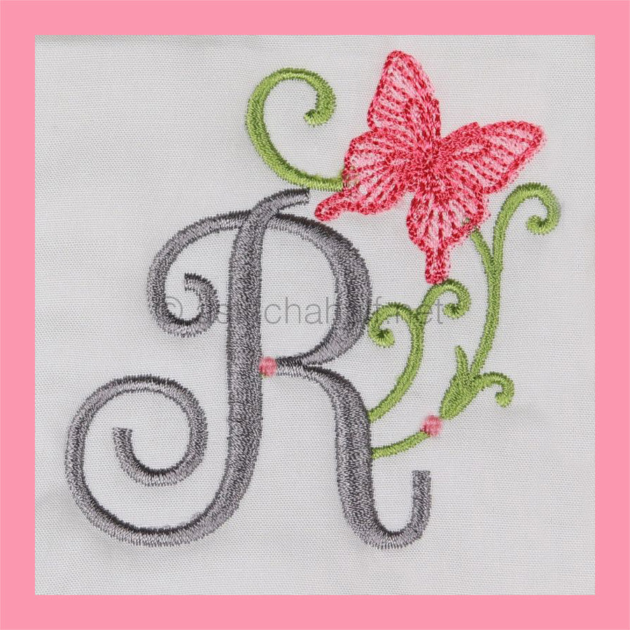 Butterfly Prelude Monogram Letter R - aStitch aHalf