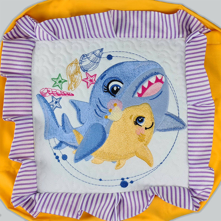Baby Shark Mommy Shark Pillow Quilt Combo