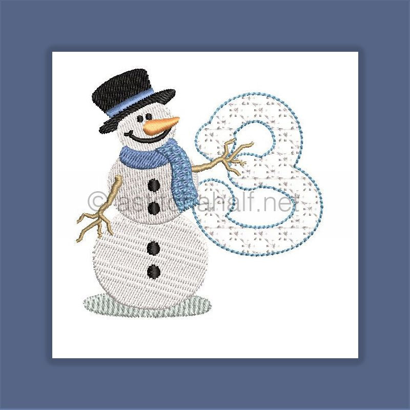 Snowflakes and Snowmen Monogram Number 3