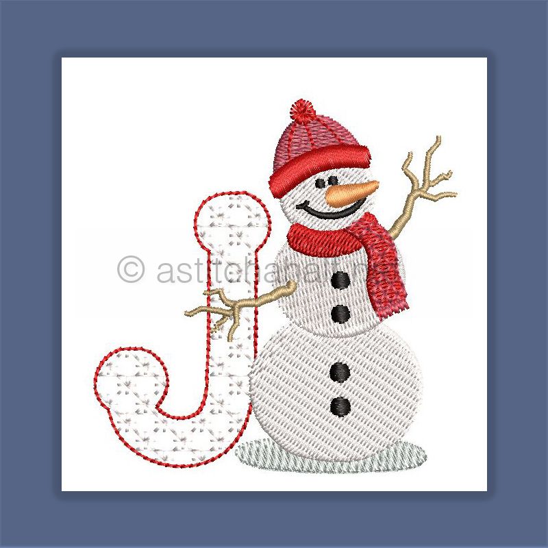 Snowflakes and Snowmen Monogram Letter J