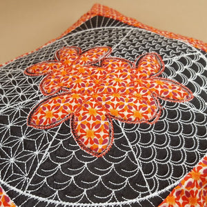 Sashiko Plumeria Decorative Pillow with Reverse Applique - a-stitch-a-half