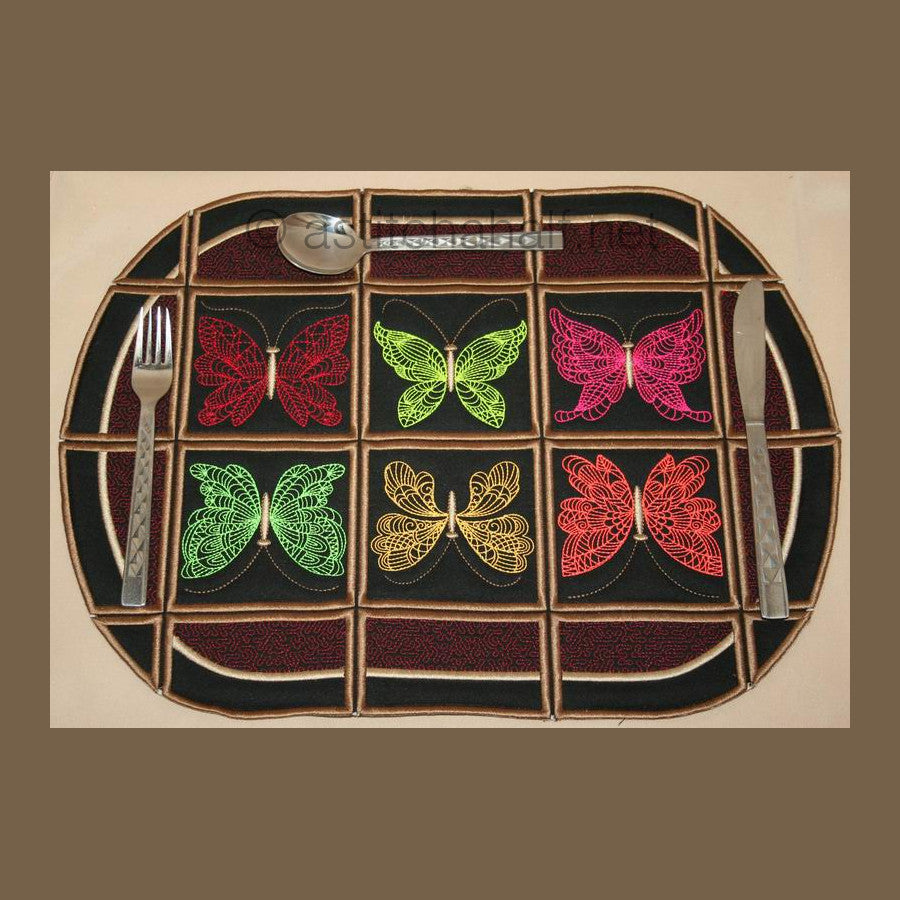 Butterfly Placemat 02 - aStitch aHalf