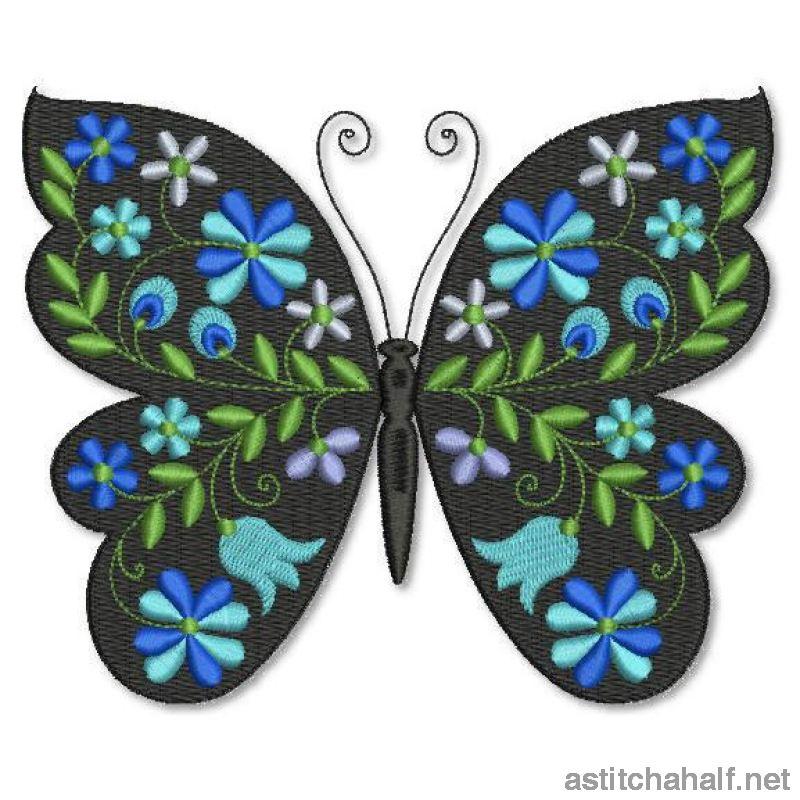 Butterfly Black and Blue Combo - a-stitch-a-half