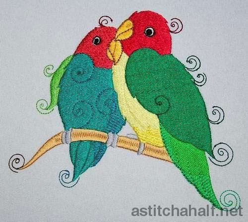 Snuggling Love Birds - a-stitch-a-half