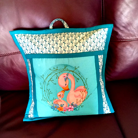 Customer project: Anita made this Flamingo Embrace pillow