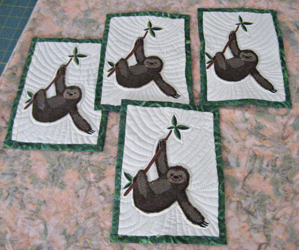 Sloth Mug Rugs by our Friend Sunny - aStitch aHalf