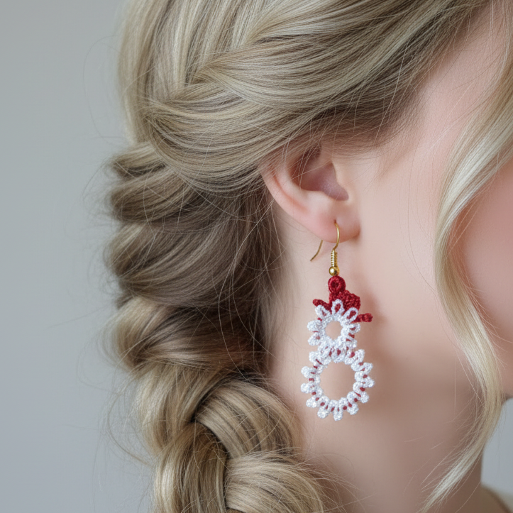 Freestanding Lace Snowman Earrings