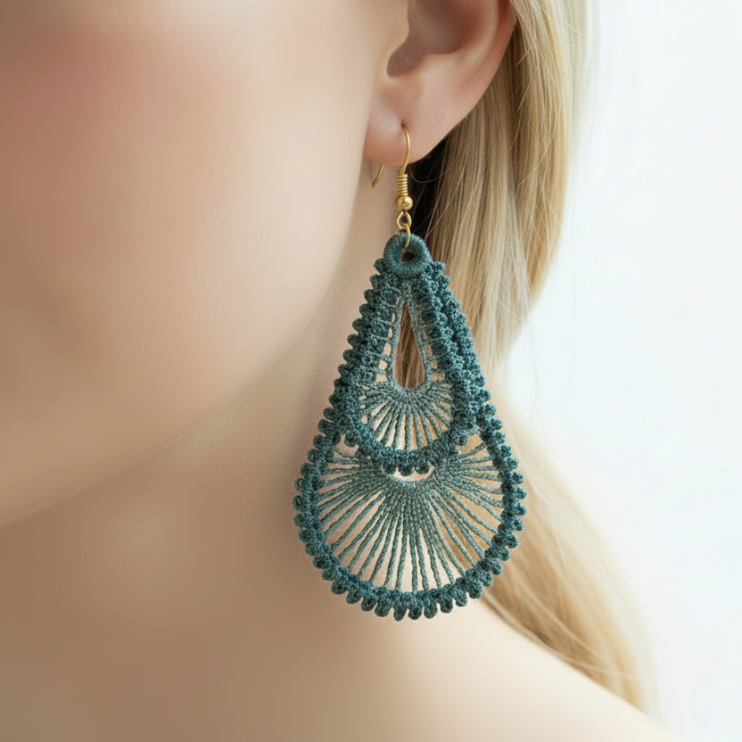 Freestanding Lace Lunar Loop Earrings
