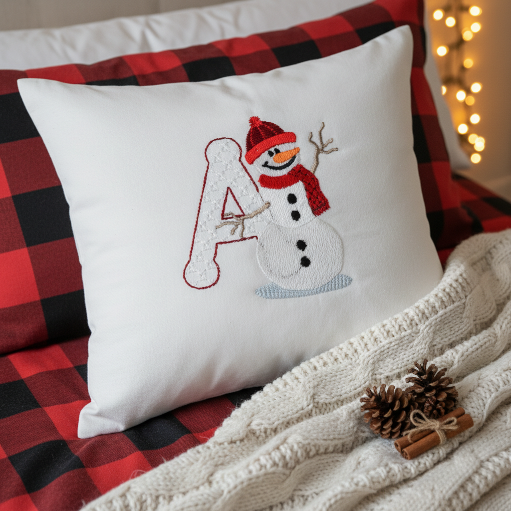 Snowflakes and Snowmen Monogram Letter A