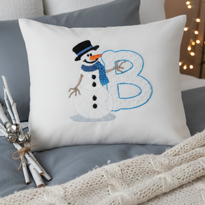 Snowflakes and Snowmen Monogram Letter B