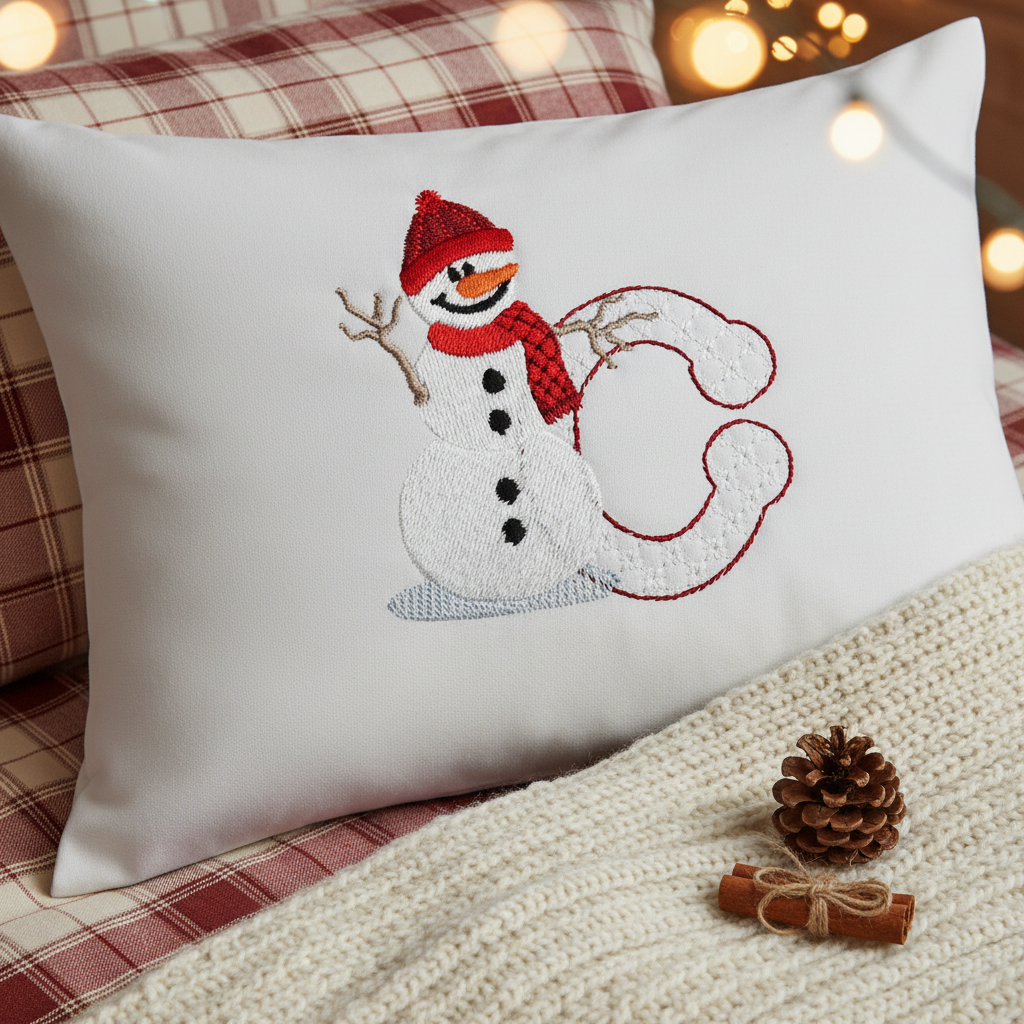 Snowflakes and Snowmen Monogram Letter C