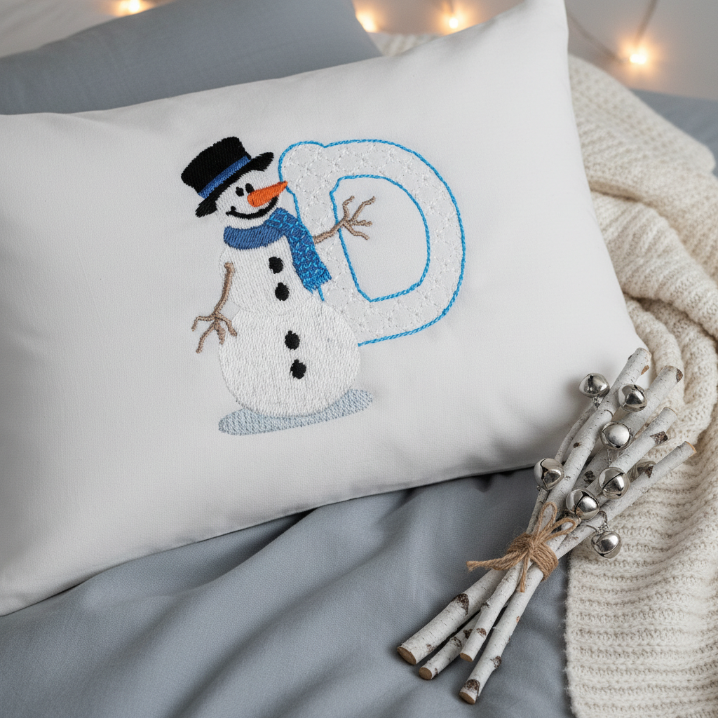 Snowflakes and Snowmen Monogram Letter D