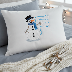 Snowflakes and Snowmen Monogram Letter F