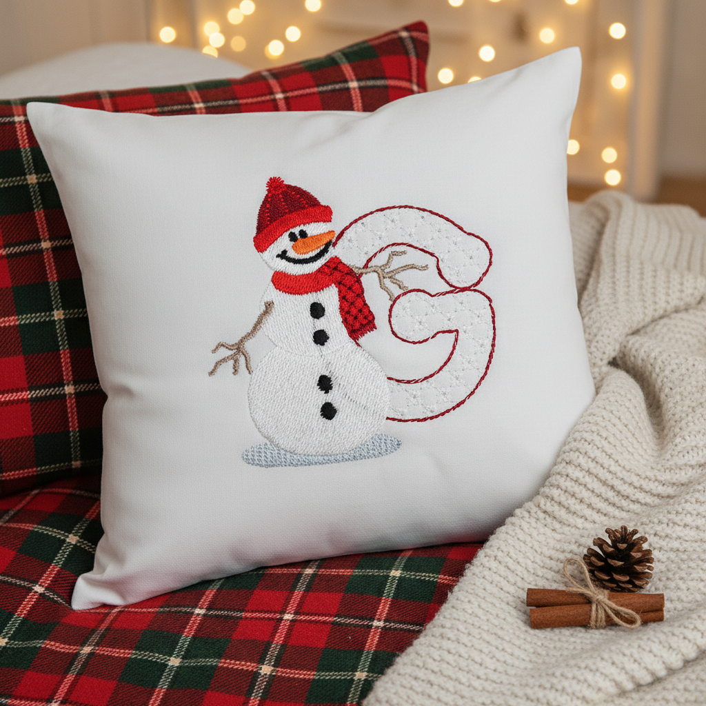 Snowflakes and Snowmen Monogram Letter G