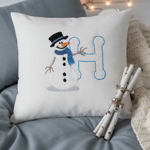 Snowflakes and Snowmen Monogram Letter H