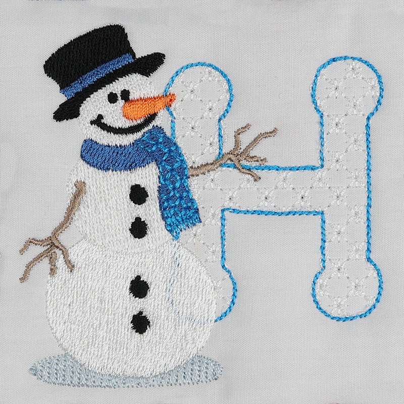 Snowflakes and Snowmen Monogram Letter H