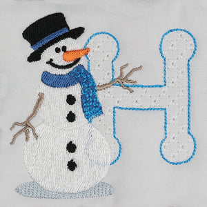 Snowflakes and Snowmen Monogram Letter H