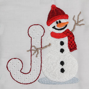 Snowflakes and Snowmen Monogram Letter J