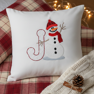 Snowflakes and Snowmen Monogram Letter J