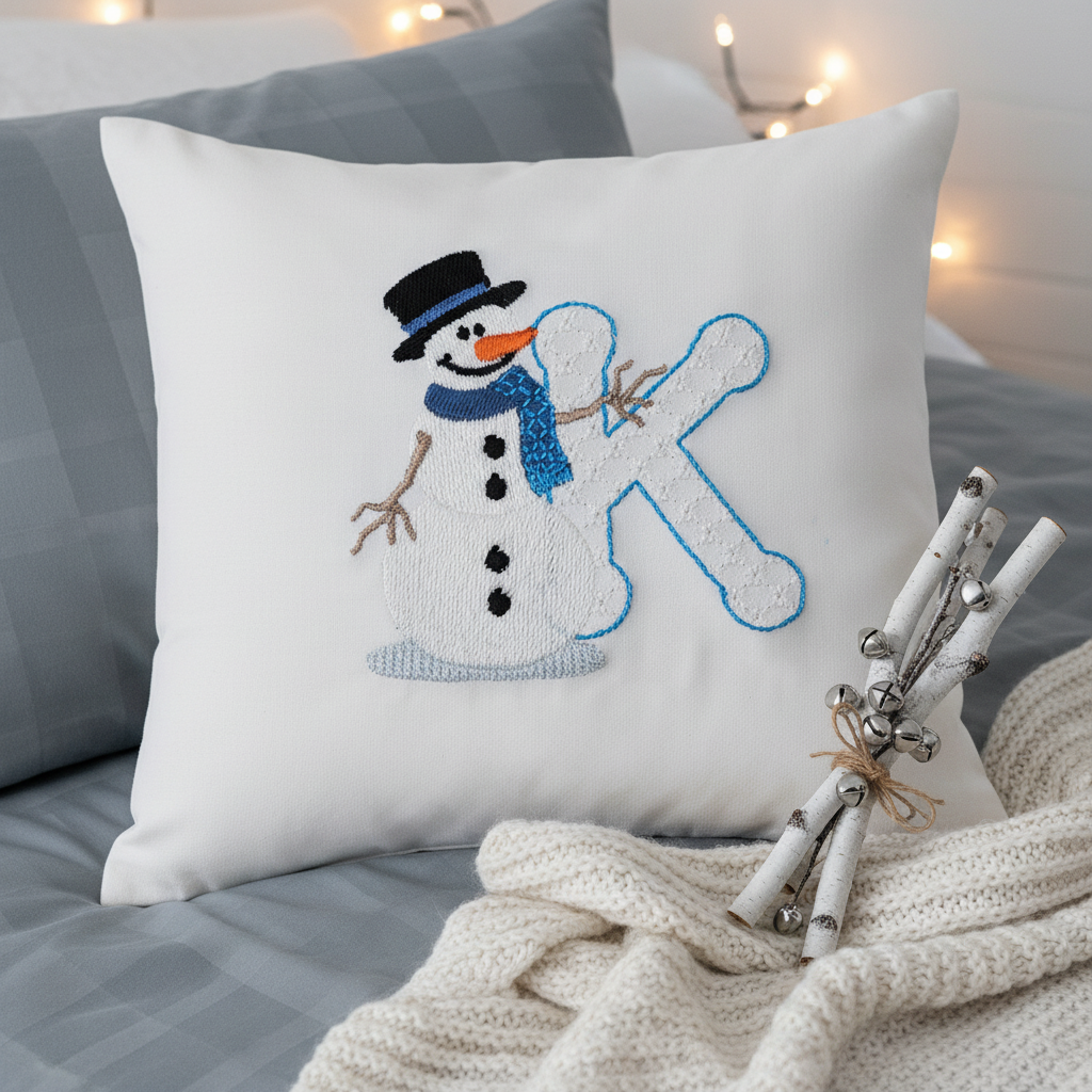 Snowflakes and Snowmen Monogram Letter K