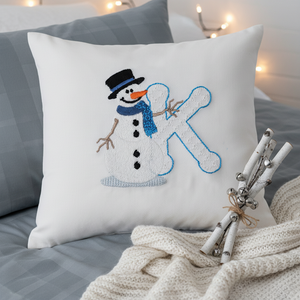 Snowflakes and Snowmen Monogram Letter K