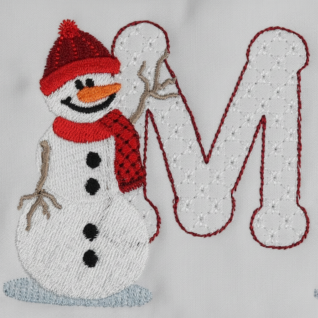 Snowflakes and Snowmen Monogram Letter M