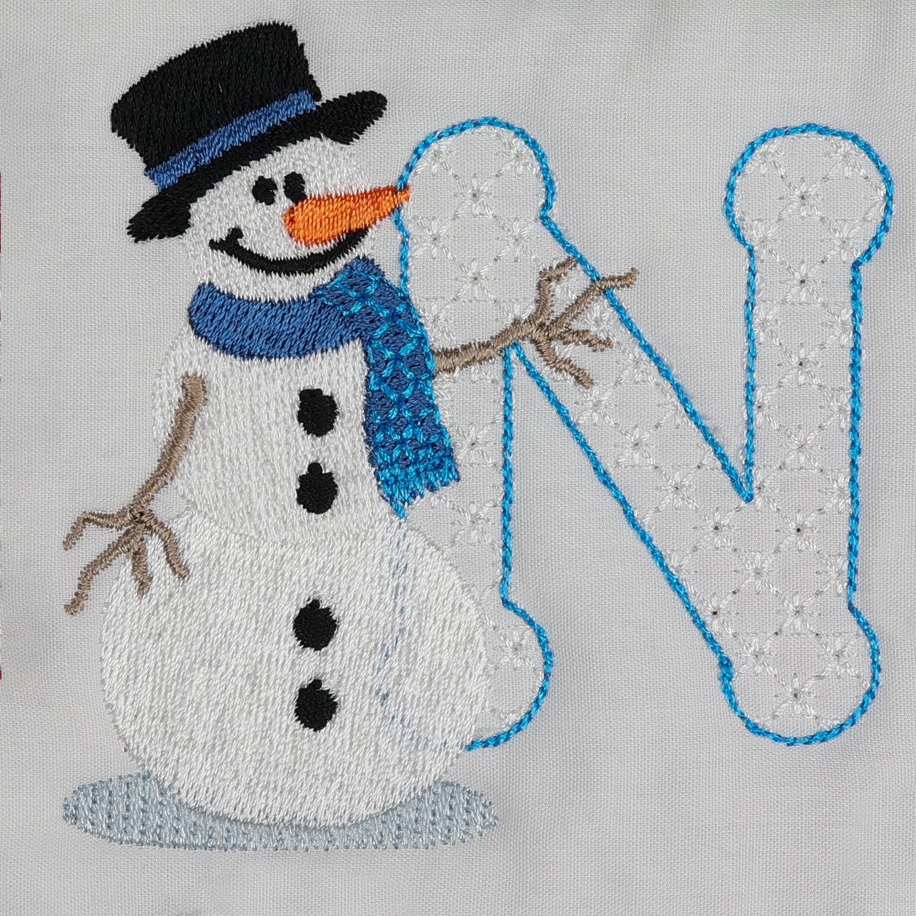 Snowflakes and Snowmen Monogram Letter N