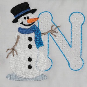 Snowflakes and Snowmen Monogram Letter N