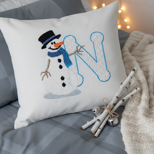 Snowflakes and Snowmen Monogram Letter N