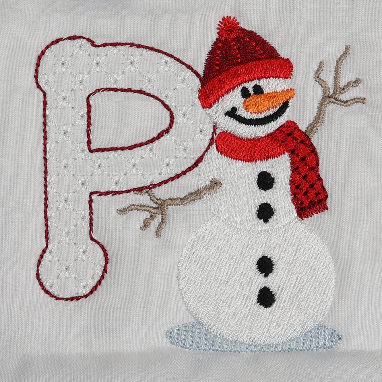 Snowflakes and Snowmen Monogram Letter P