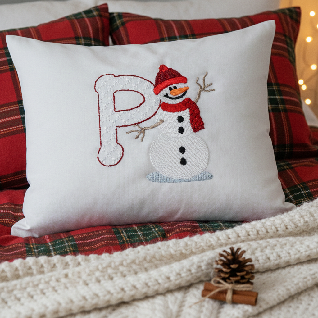 Snowflakes and Snowmen Monogram Letter P