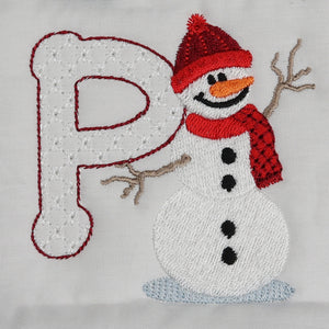 Snowflakes and Snowmen Monogram Letter P