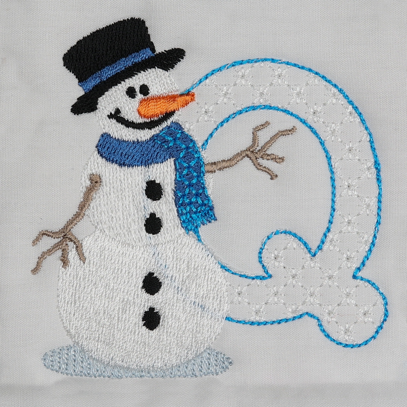 Snowflakes and Snowmen Monogram Letter Q