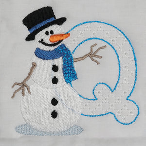 Snowflakes and Snowmen Monogram Letter Q