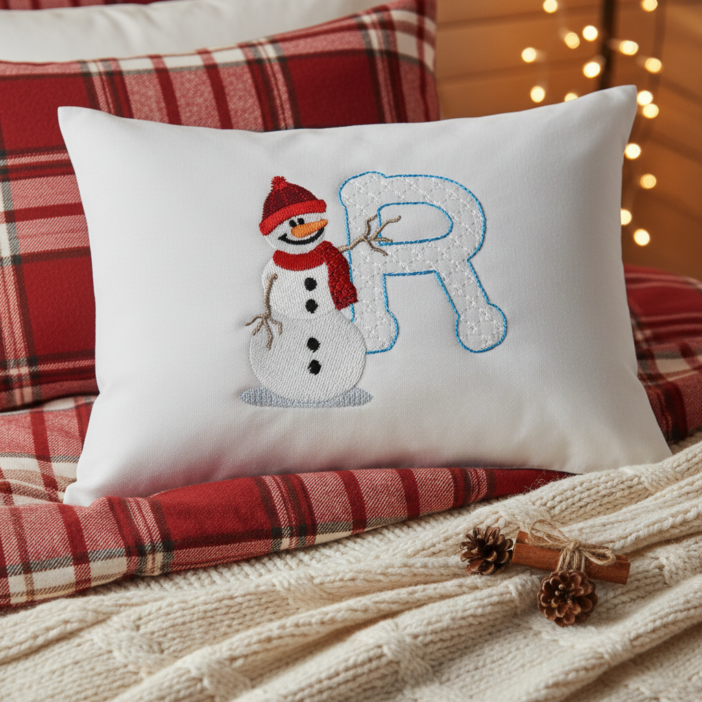 Snowflakes and Snowmen Monogram Letter R