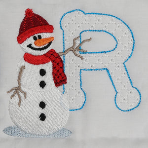 Snowflakes and Snowmen Monogram Letter R