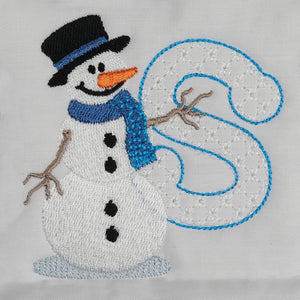 Snowflakes and Snowmen Monogram Letter S