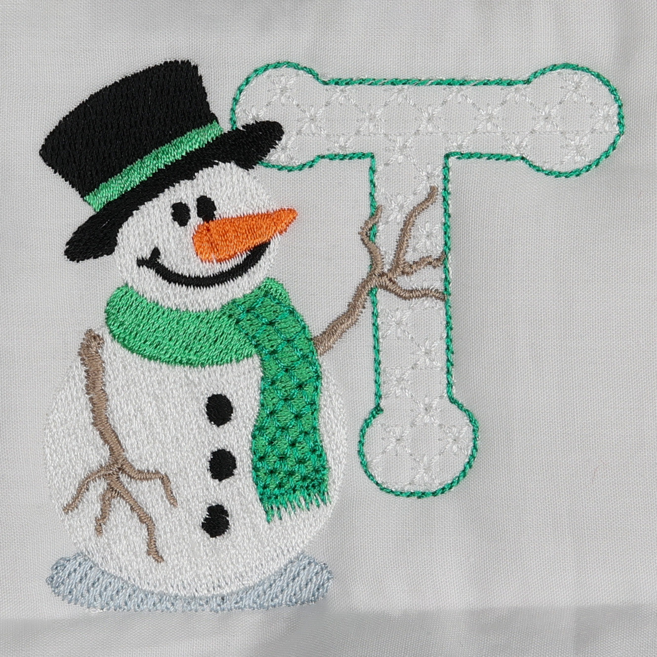 Snowflakes and Snowmen Monogram Letter T